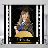 Aperturee - Congrats Black Stripe Custom Graduation Backdrop